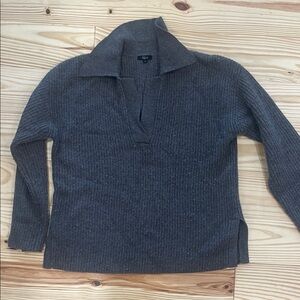 Rails Charcoal Ribbed V-Neck Sweater